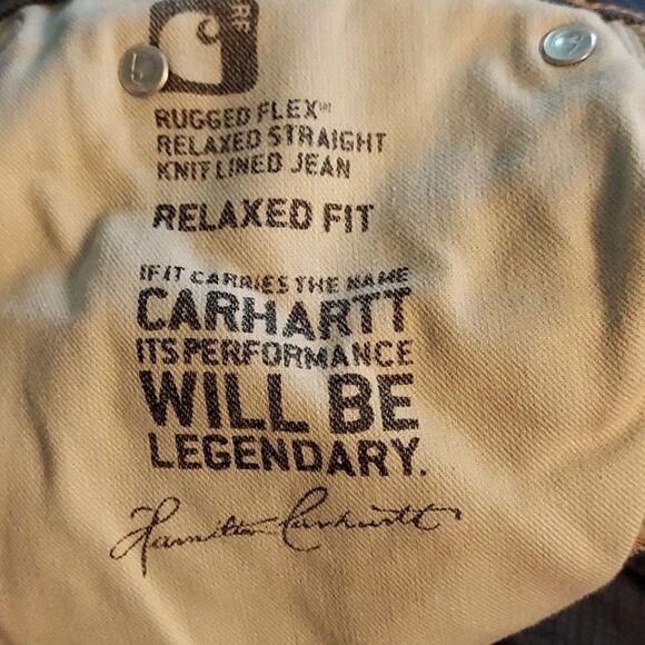 Carharrt‎ Men's Rugged Flex Relaxed Straight Knit Lined 40 X 32 Denim Blue Jeans - Picture 9 of 12